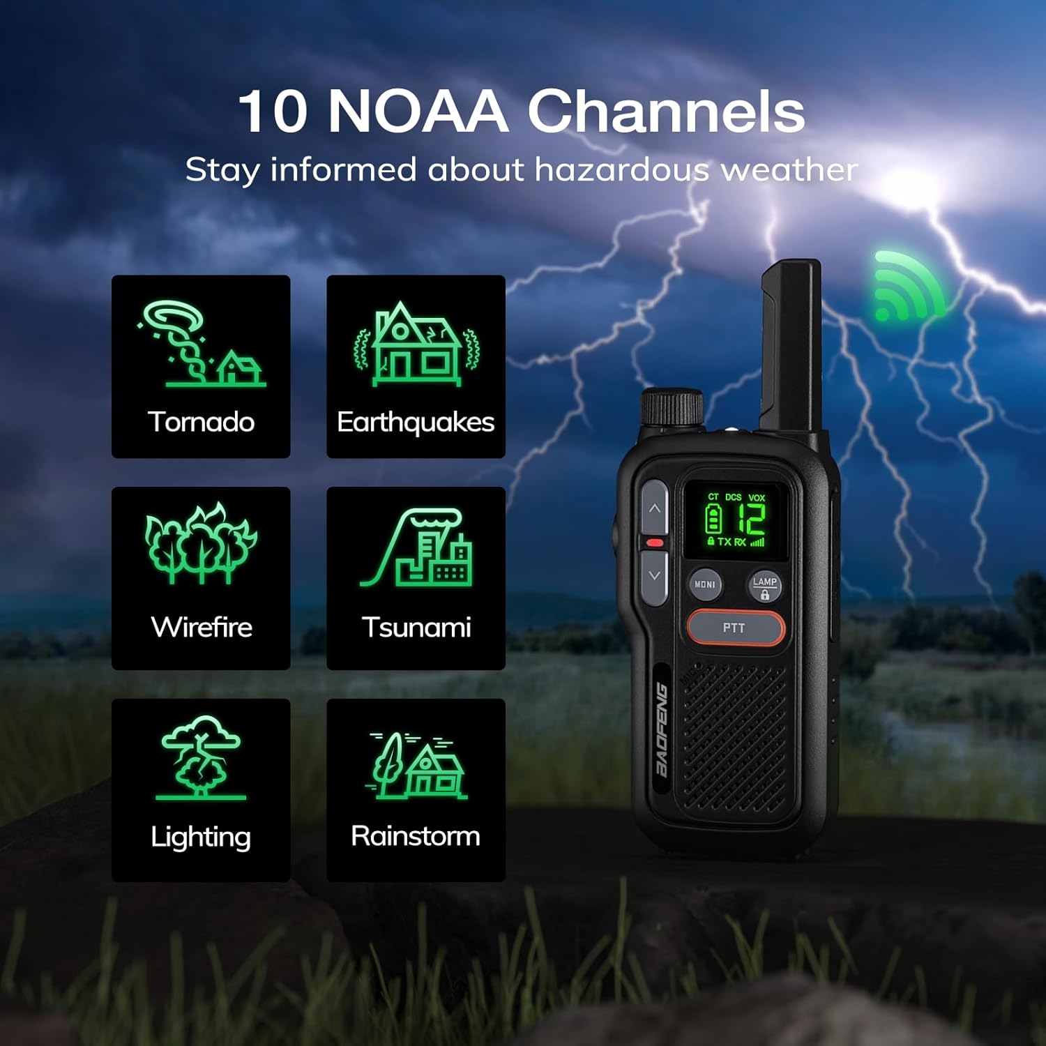 BAOFENG GT-18 Walkie Talkies for Kids Adult, License Free Long Range Rechargeable FRS Two Way Radio,1500mAh Battery, 22 Channels with NOAA, Scan for Camping Hiking Family, 3 Pack (Dark Black)