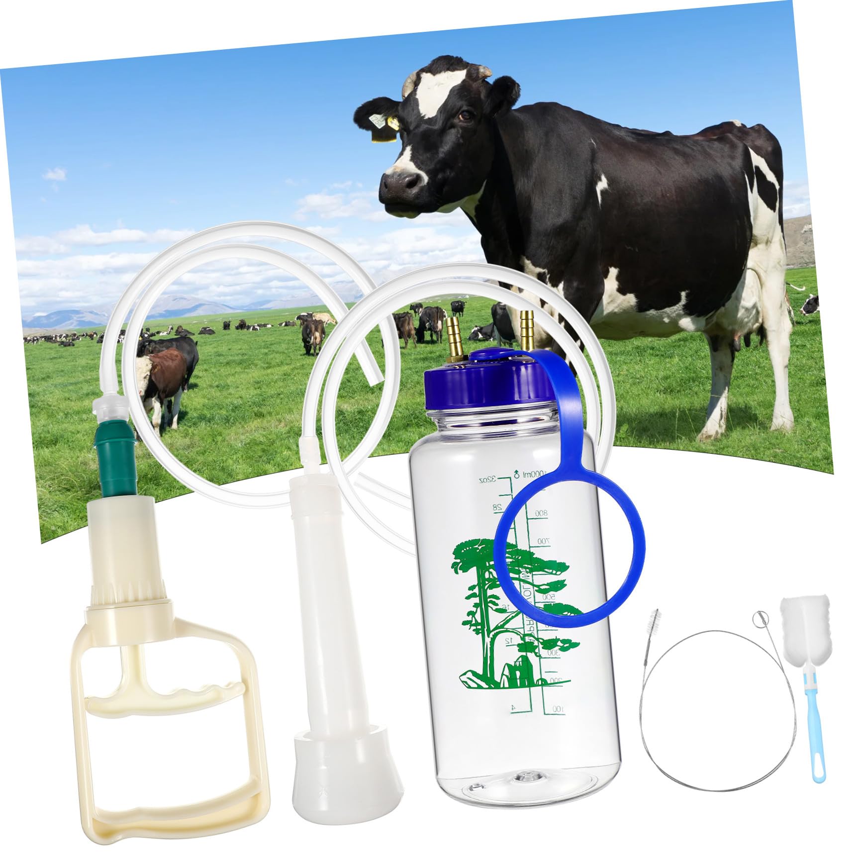 Luxshiny Mungitrice da Pecore Plastica per o e in Manuale Mucche Spazzola Pulizia in Metallo e Bottiglia , Facile Pulire di Allevamenti di Capre