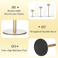 Vista 6 de Hewory Gold Hurricane Candle Holders: Brass Candlestick Holders Set of 3 Tall Taper Candle Holders for Candlesticks Candle Sticks Holder Decor for