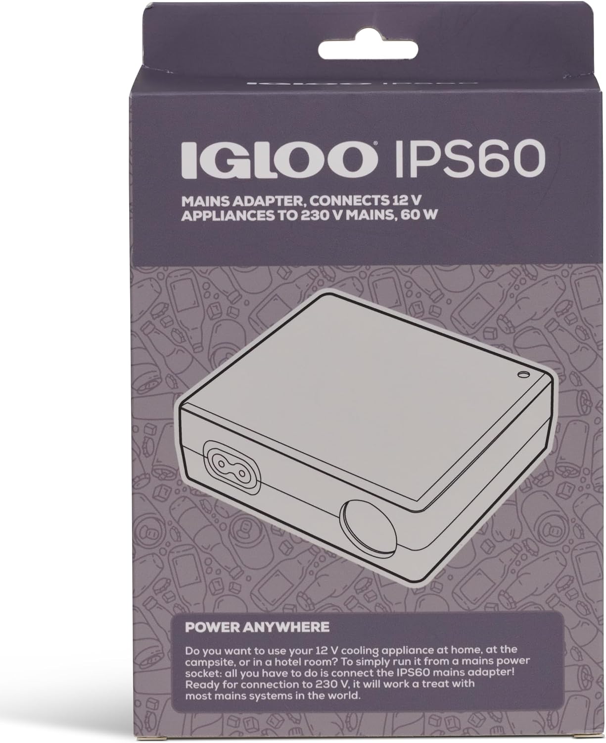 IGLOO IPS60 12V Inverter / Voltage Converter - Adapter for Thermoelectric Cooler Boxes via Cigarette Lighter - Reliable, Compact & Safe - Ideal for Car, Camper, Boat & Outdoor