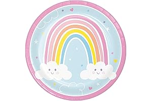 Happy Rainbow Paper Plates - 8 Count of Cheerful Plates Adorned with...
