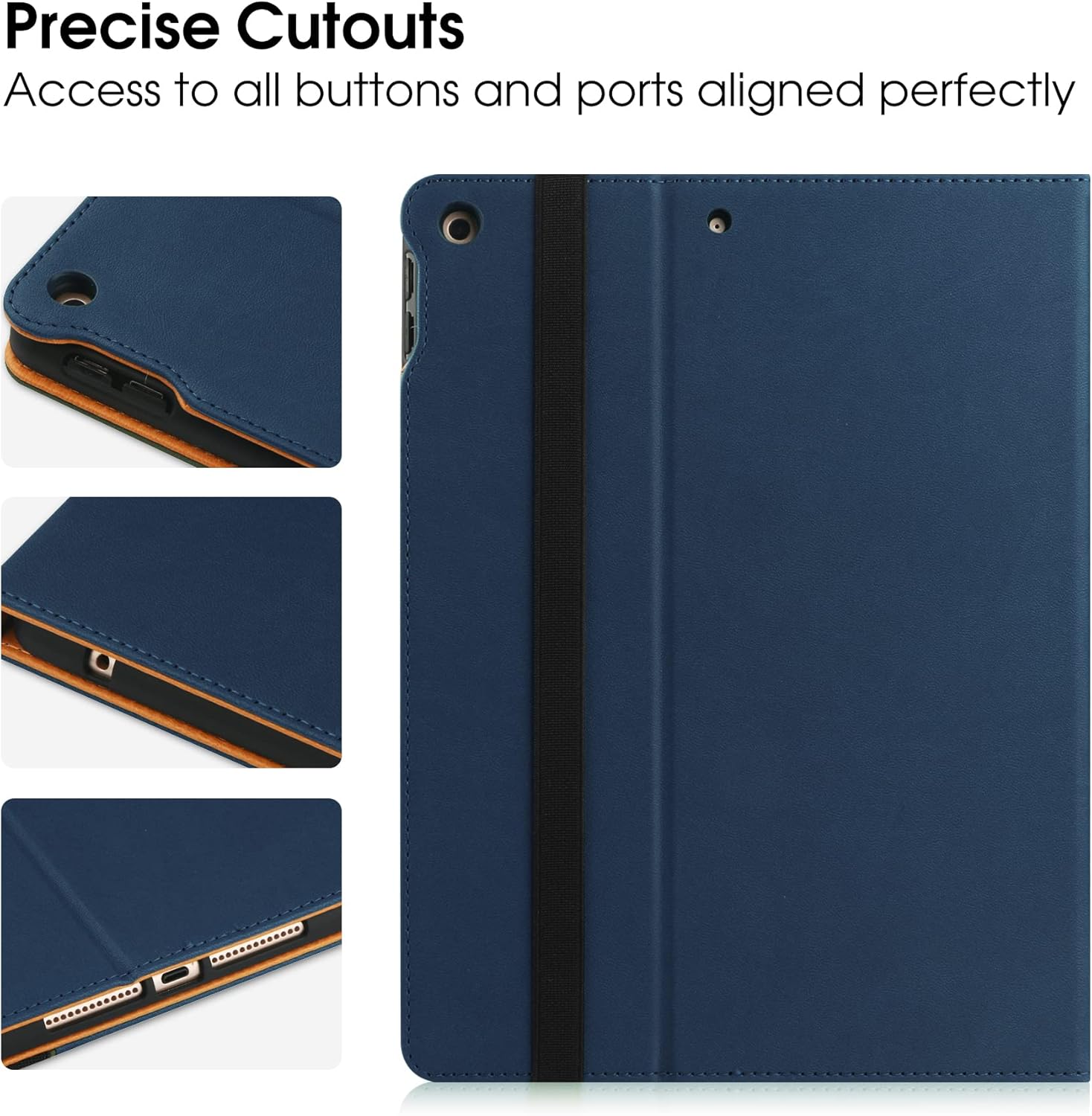 for iPad 10th Generation Case 10.9 Inch Case 2022 with Built-in Pencil Holder, Folio Stand Leather Cover with Multiple Angles & Auto Sleep/Wake for iPad 10.9 Inch, NavyBlue/Brown