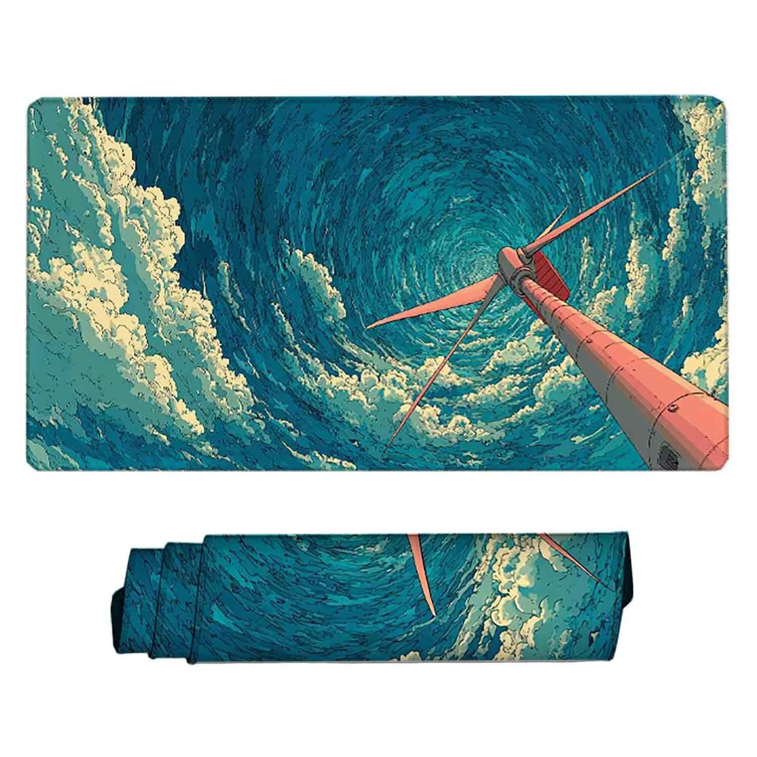Niebieska podkładka pod mysz chmura XXL podkładka pod mysz 1200 x 600 mm podkładka pod mysz ze zszytymi krawędziami i gumową podstawą antypoślizgowa podkładka pod mysz XXL do gier, laptopa, akcesoria