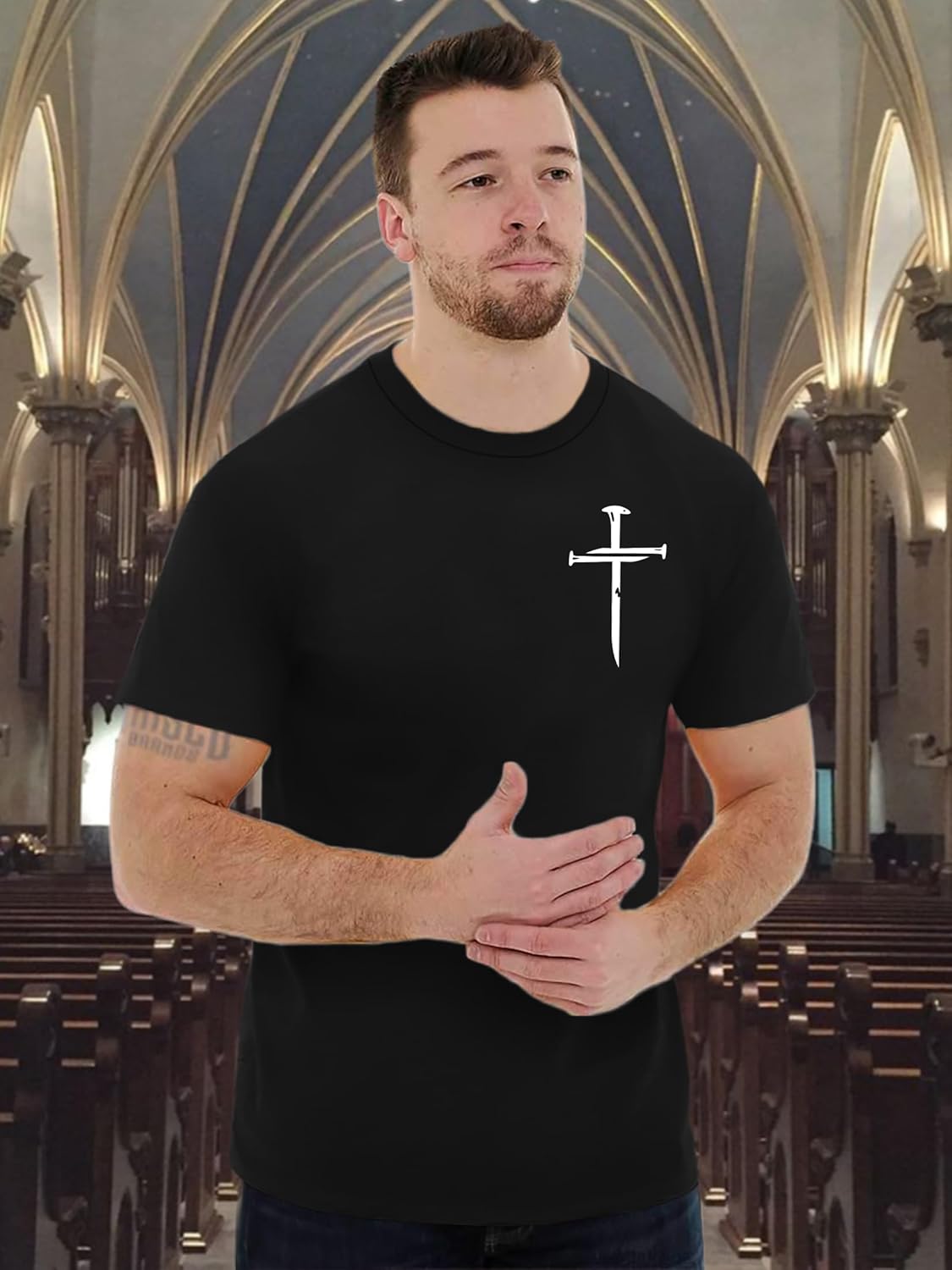 Christian Shirts for Men Jesus Faith T-Shirt Cross Shirt Inspirational Religious Tee for Him - Image 3