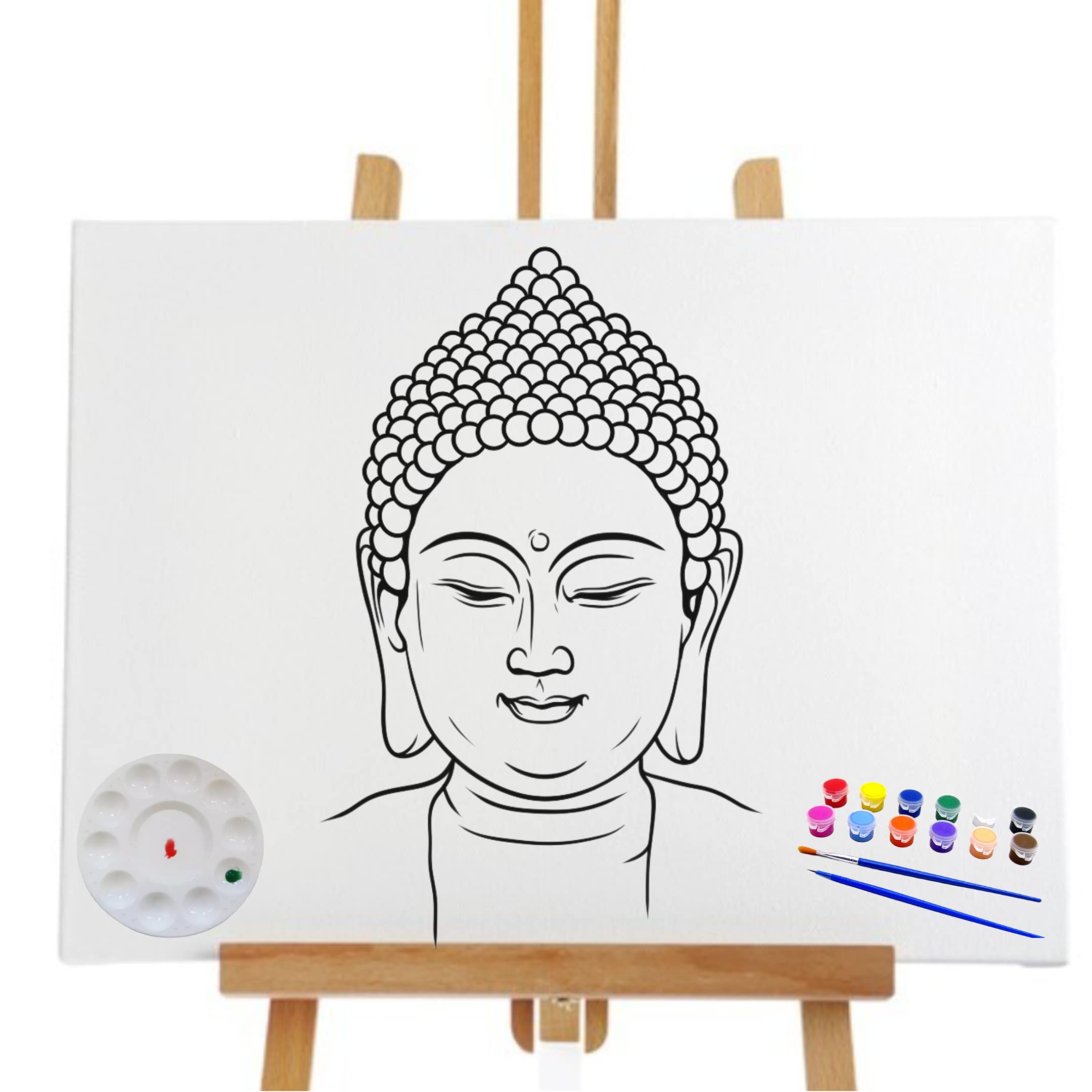 Buy Pre Drawn Canvas Buddha Paint Kit Adult & Teen Sip and Paint