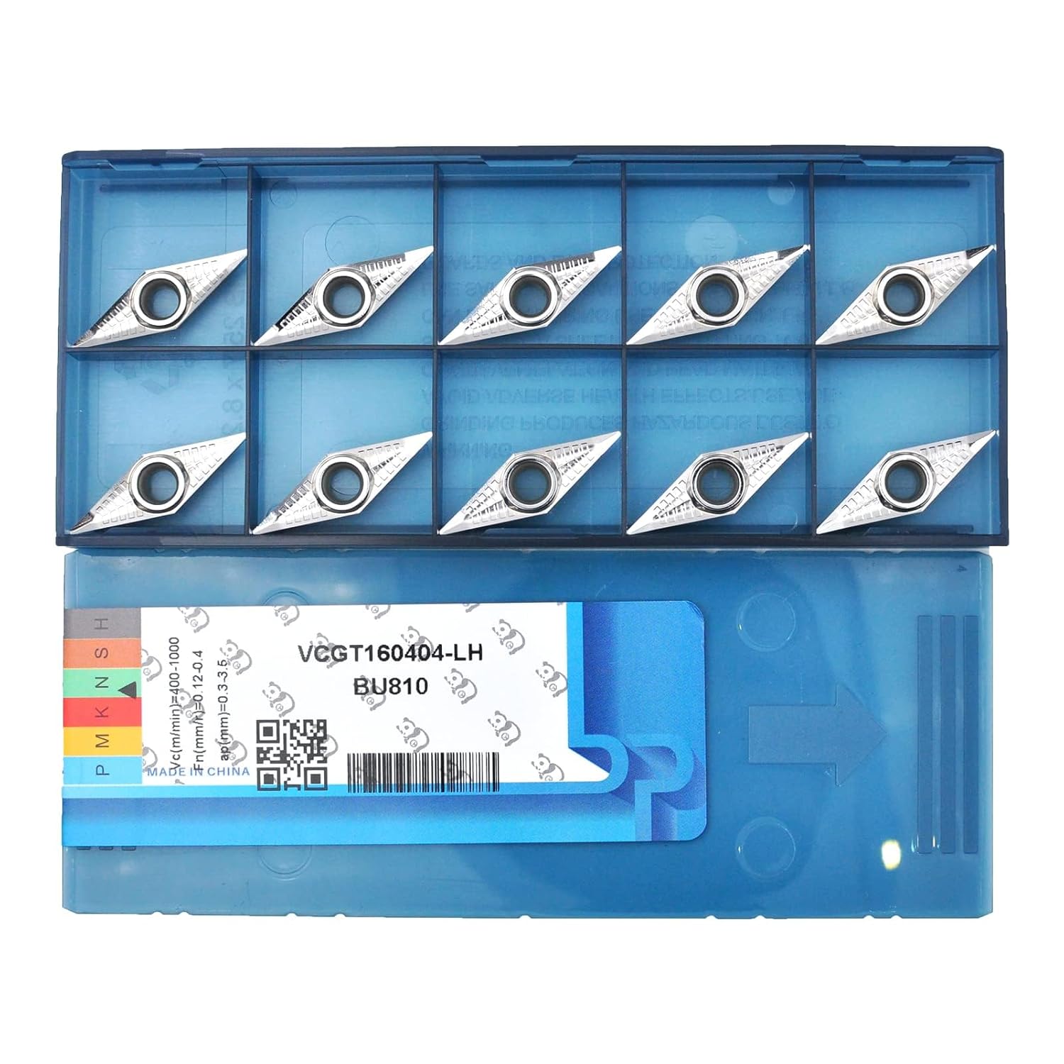 VCGT160408-LH Uncoated Carbide Inserts, 35° Diamond Lathe Inserts, 1/32" Corner Radius, 7° Clearance, for Aluminum, Non-Ferrous Metals & Wood, 10 Pcs