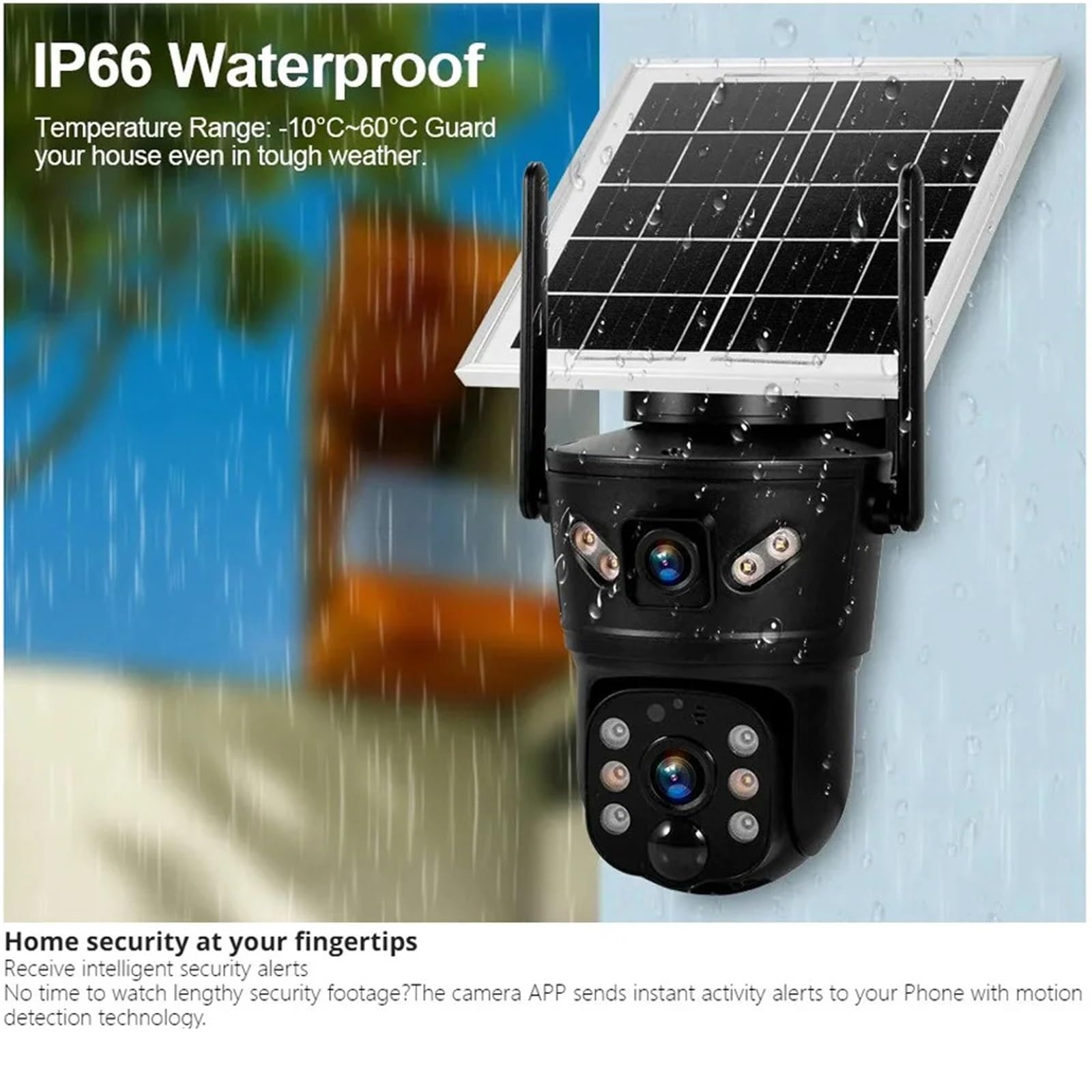 Kamera 4G z podwójnym obiektywem solarnym, czujnikiem ruchu PIR, detekcją osób, noktowizorem, wodoodporną kamerą IP, 8 MP, baterią 4K, monitorem CCTV na magazyn handlowy(32GB Card)
