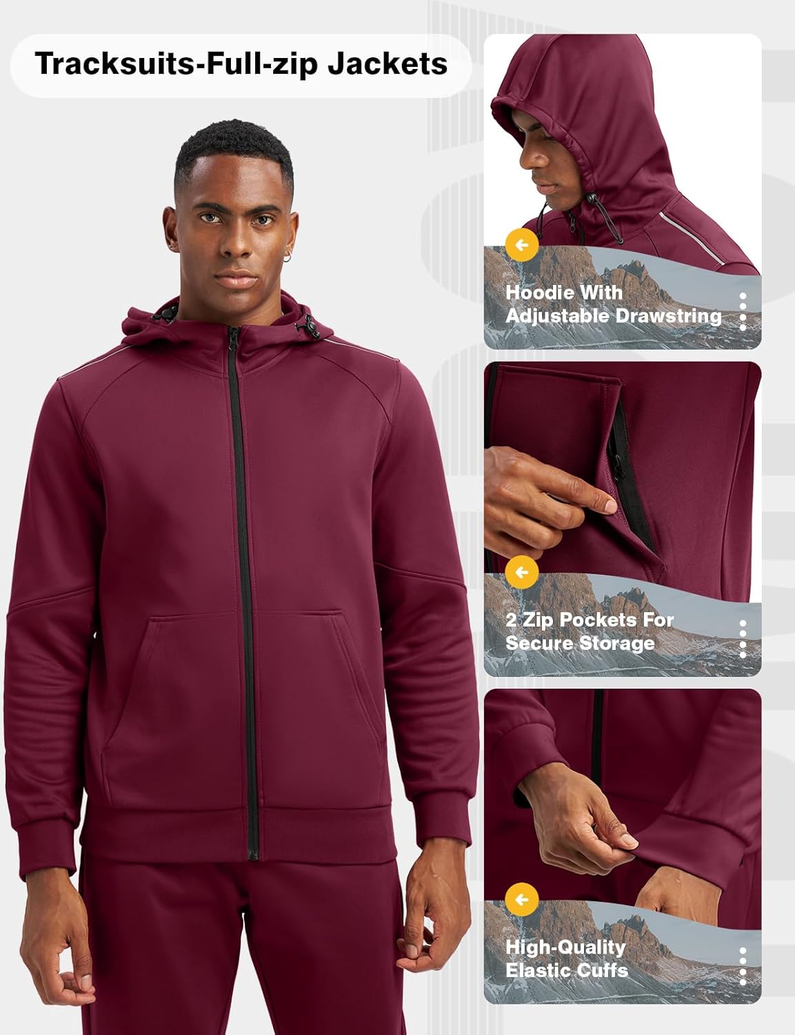 TBMPOY Mens Fleece Lined Hooded Tracksuits Sweatsuits 2 Piece Sets Winter Thermal Jogging Track Sweat Suits Warm Up Outfits - Image 4