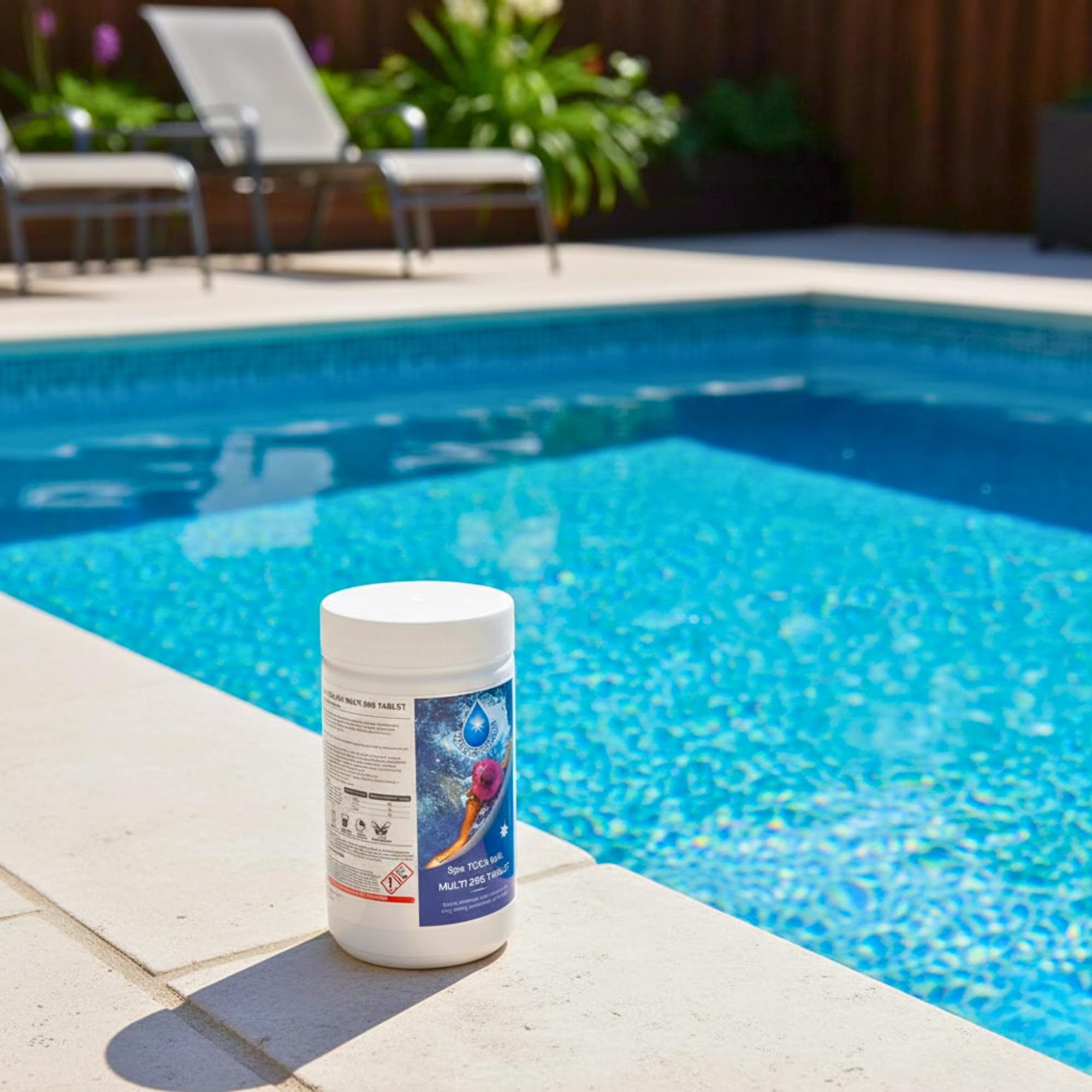 1 Kg Multifunctional Chlorine Tablets 50 x 20g Slow Release, 4 in 1 Sanitiser Stabiliser Algaecide and Clarifier Dispenser Tablets for Hot Tubs, Swimming Pools, Spas and Paddling Water Cleaning — view 2