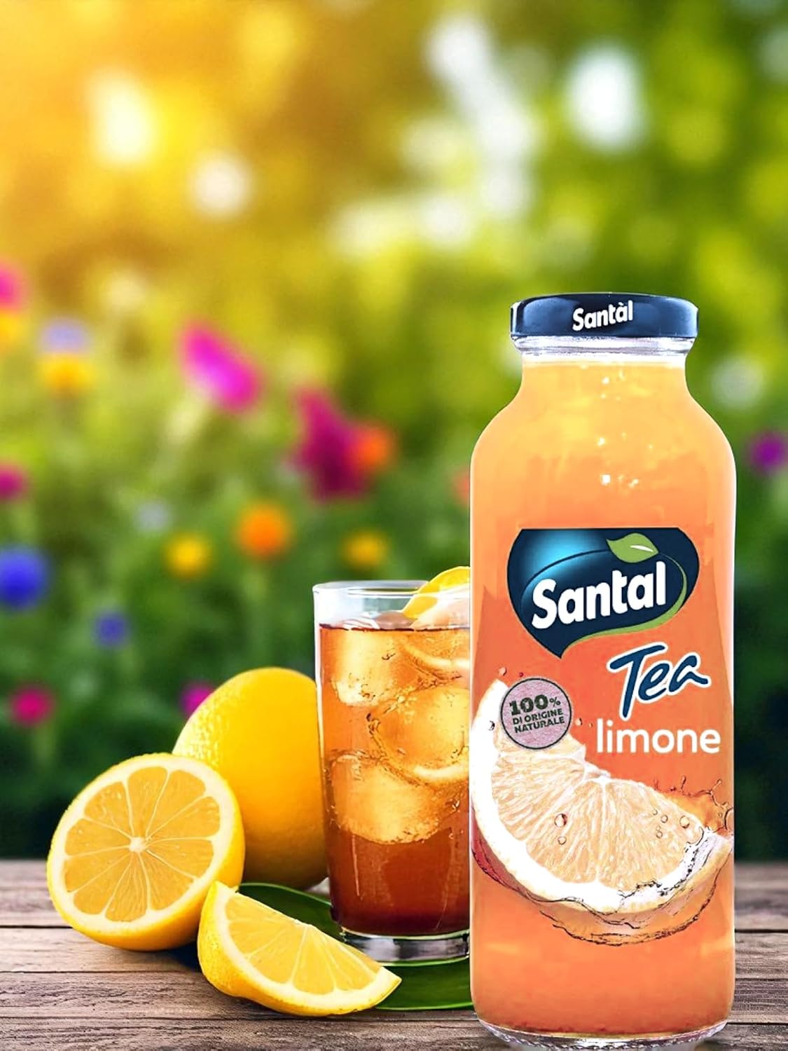Santal Lemon Tea Drink 12 x 250ml Glass Bottles Italian Iced Black Tea with Real Lemon Juice Refreshing Ready to Drink Beverage No Artificial Preservatives Pack of 12