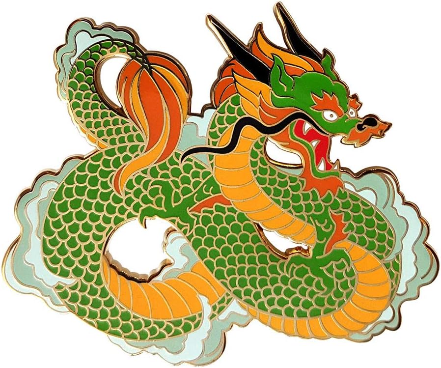 Green Chinese Dragon Enamel Lapel Pin
