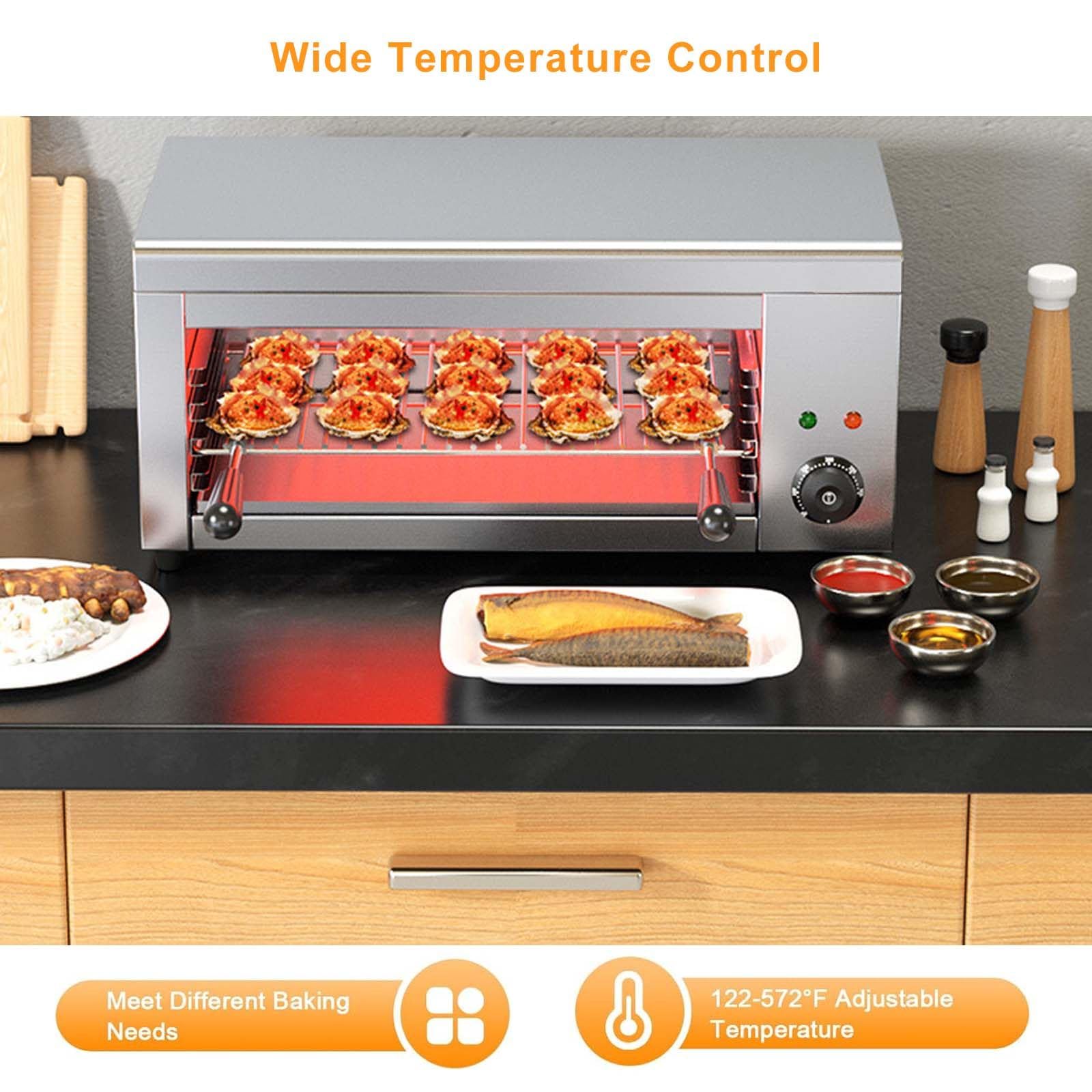 Salamandra Da Tavolo Elettrica - Cuoci-Bistecche In Acciaio Inox Da 2000 W, Macchina Sciogliformaggio Da Parete, Girarrosto Elettrico Per Barbecue - Doppia Spia Luminosa, Piastra Per Pesce E