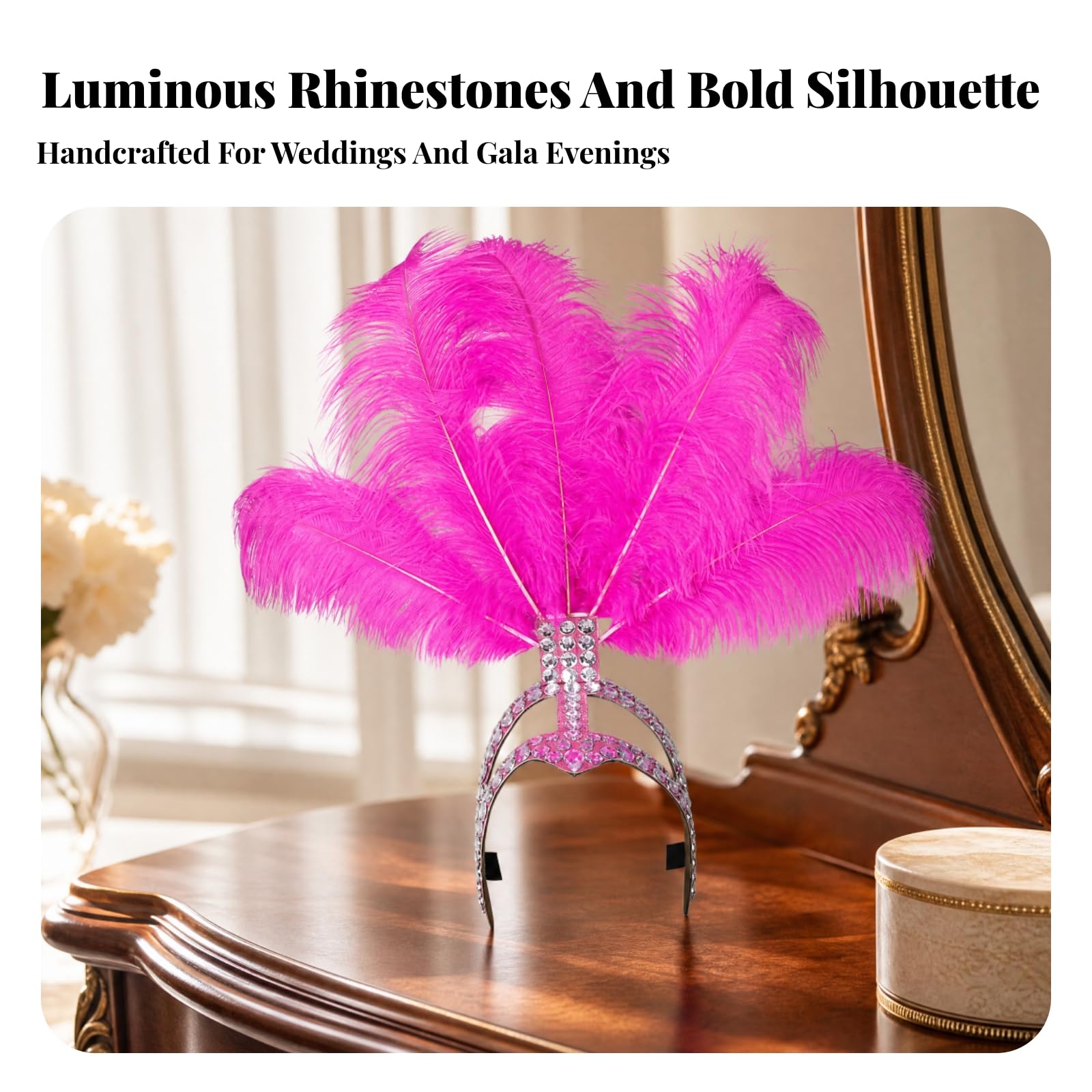 corativa a Mano Corona Plegable con Plumas table para Bodas, Real