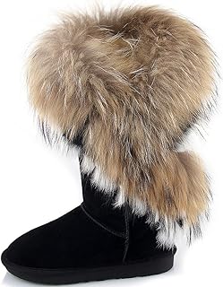 Sponsored Ad - Aphnus Womens Mid Calf Boots Cow Leather Fur Snow Boots