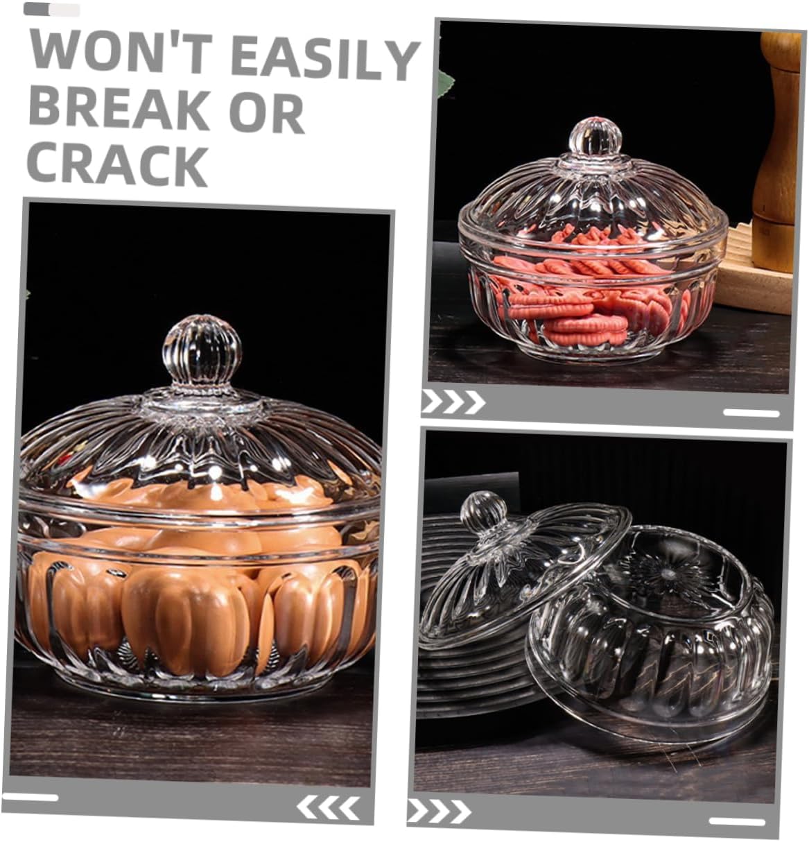 4pcs Clear Acrylic Serving Bowl Lid Transparent Fruit and Salad Containers Shatterproof Candy Jars for Weddings Parties and Special Occasions