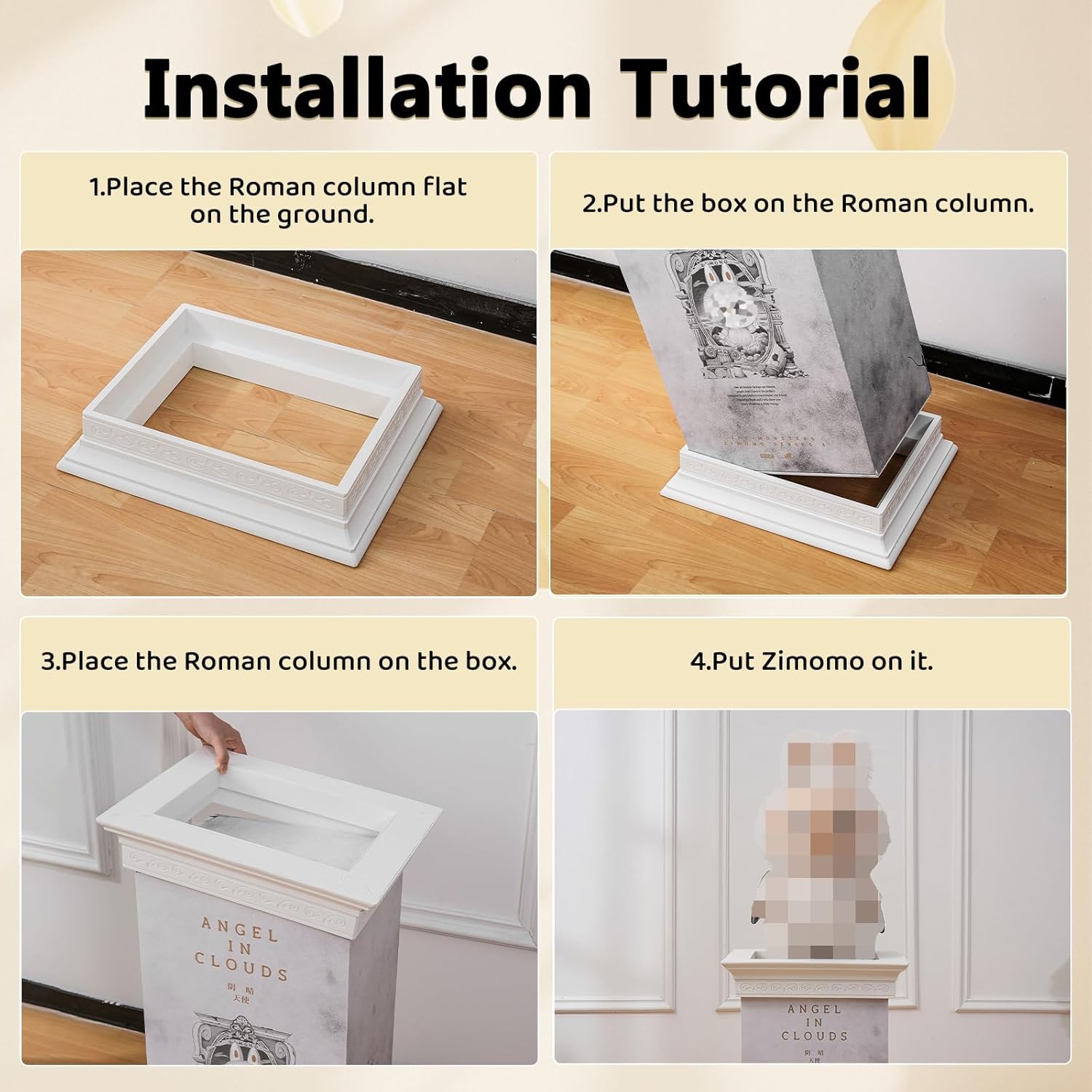 Doll Display Base with Roman Column Design - for LABUBU Zimomo Angel in Clouds Doll, Display Stand (for ANGEL IN CLOUDS)