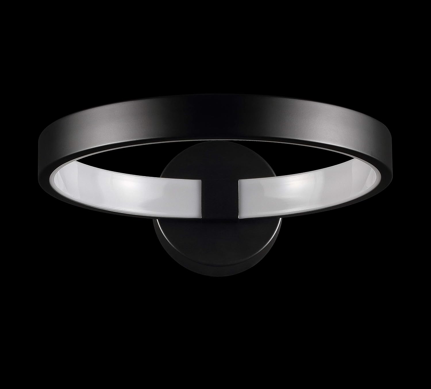 JONATHAN Y 12.25" Black Dimmable Integrated LED Wall Sconce, Modern Metal Light Fixture for Living Room Bedroom Hallway, Minimalist Hardwired Halo Lamp, ETL Listed (JYL7013B)