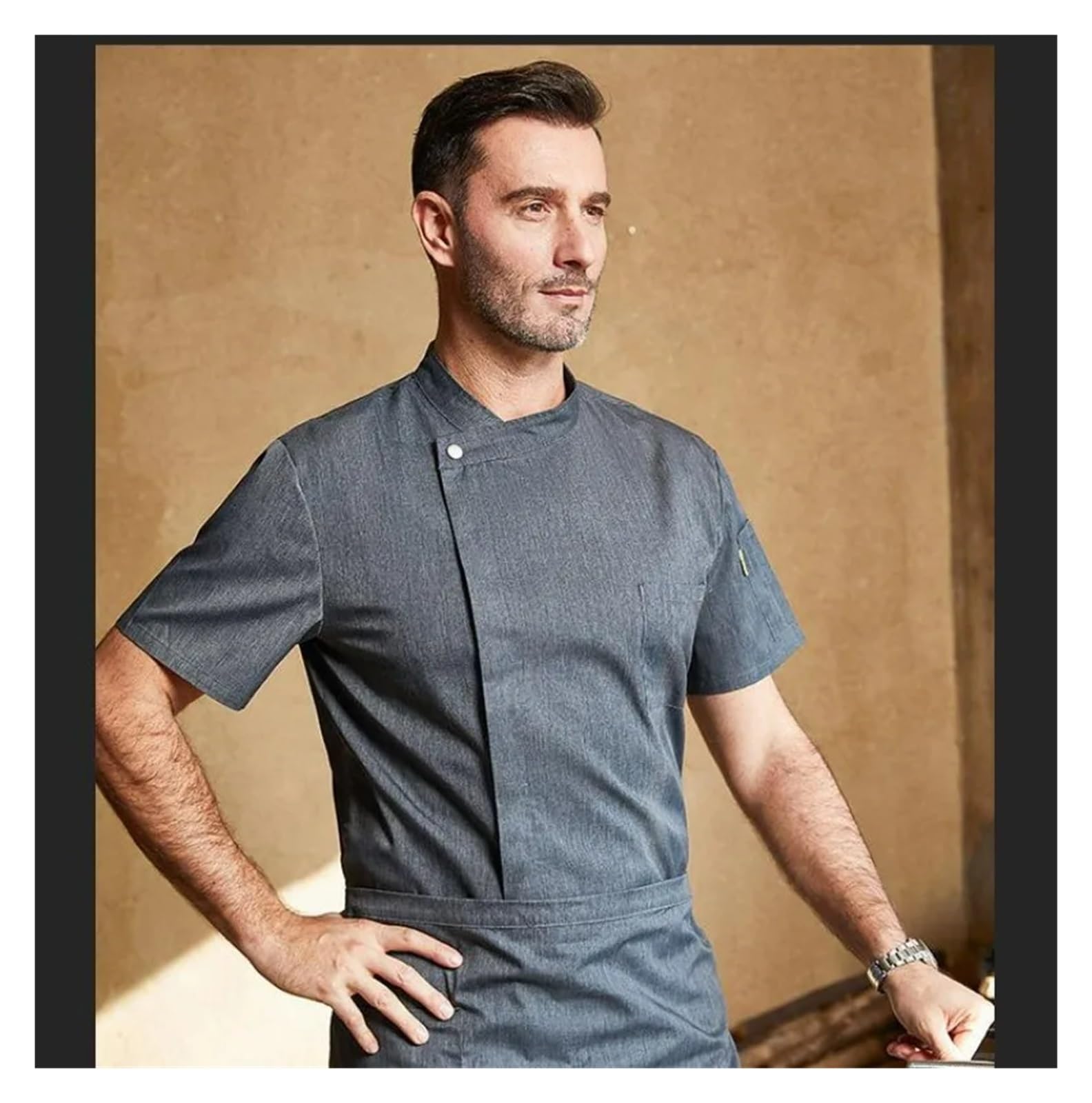 Uniforme De Chef Chaqueta de Chef Unisex de Manga Corta o Larga, for Cocina, pastelería, Restaurante, Camarero, Uniforme.