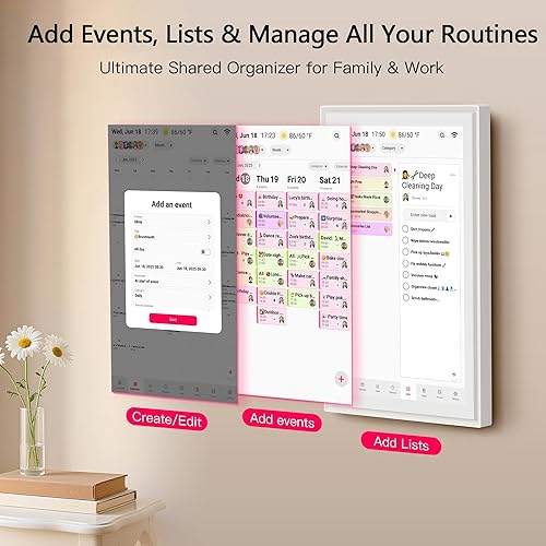 Miniatura 2 de Calendario digital de 15.6 pulgadas, planificador inteligente con pantalla táctil Full HD para horarios familiares, montaje en pared y escritorio,