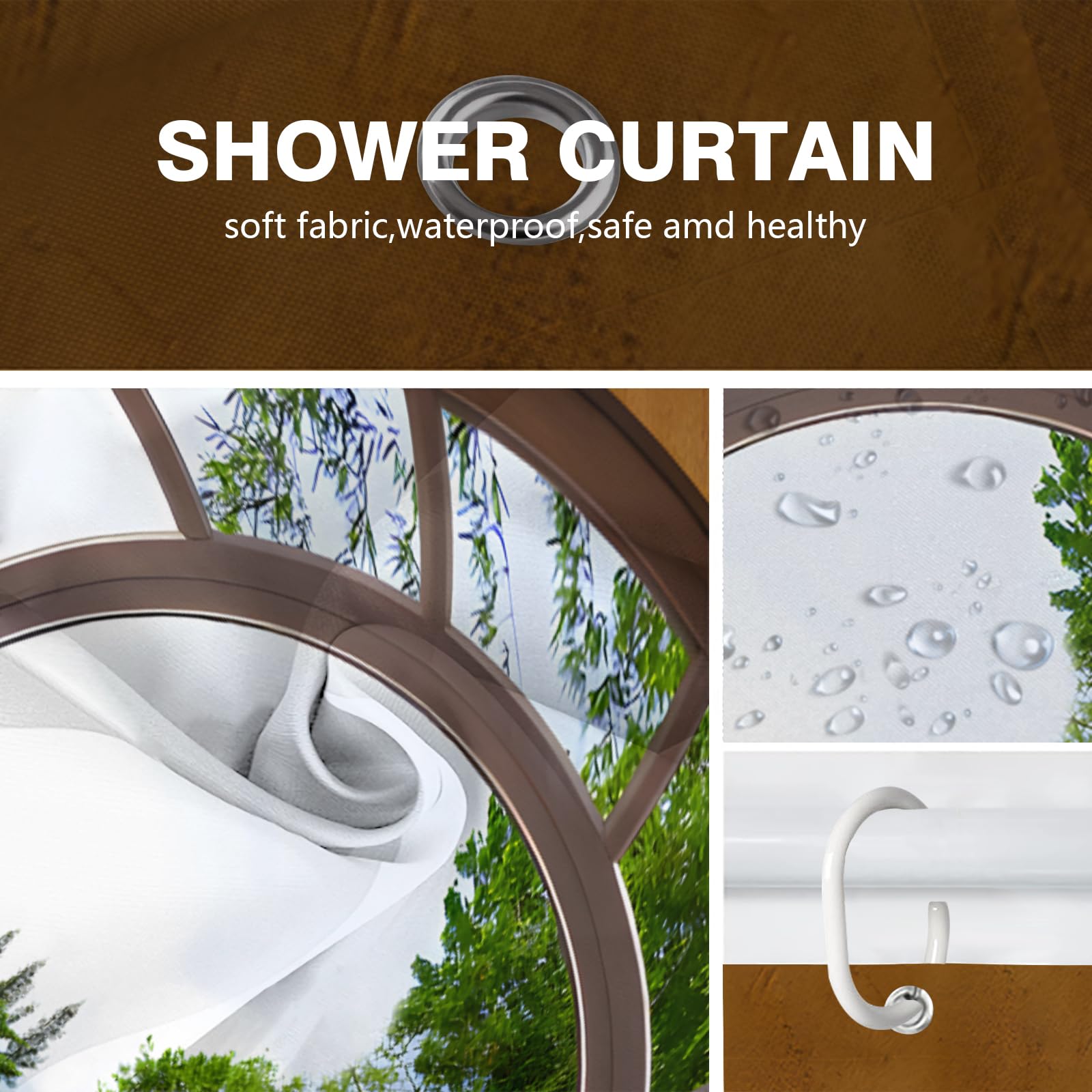 Outdoor Garden Shower Curtain, Greenery Cascading Over an Old Dry Stone Exterior Garden Wall - Image 3