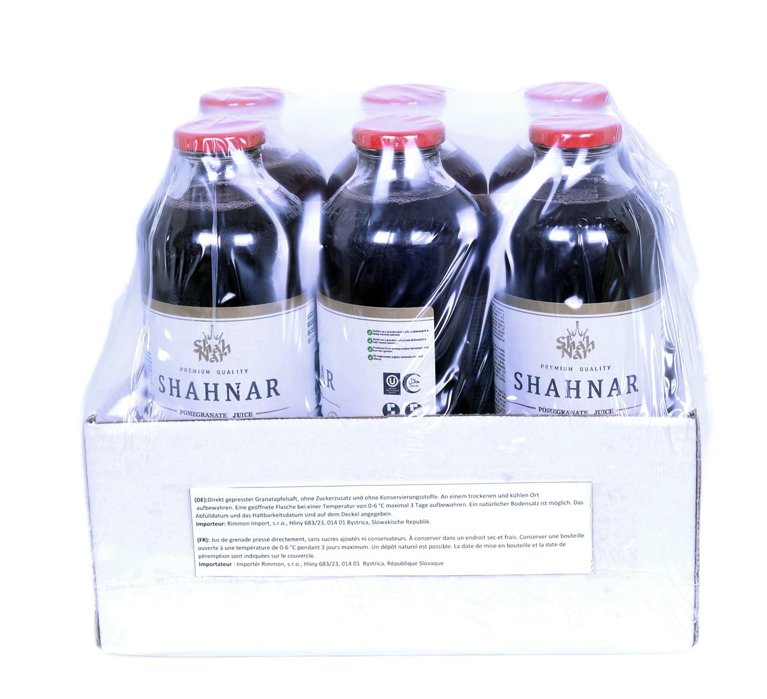SHAHNAR 6 x 1L Granatapfelsaft – 100% Direktsaft aus Granatapfelkernen, Naturtrüb, Kaltgepresst, Ungefiltert, Ohne Zuckerzusatz, Premium-Qualität aus Aserbaidschan