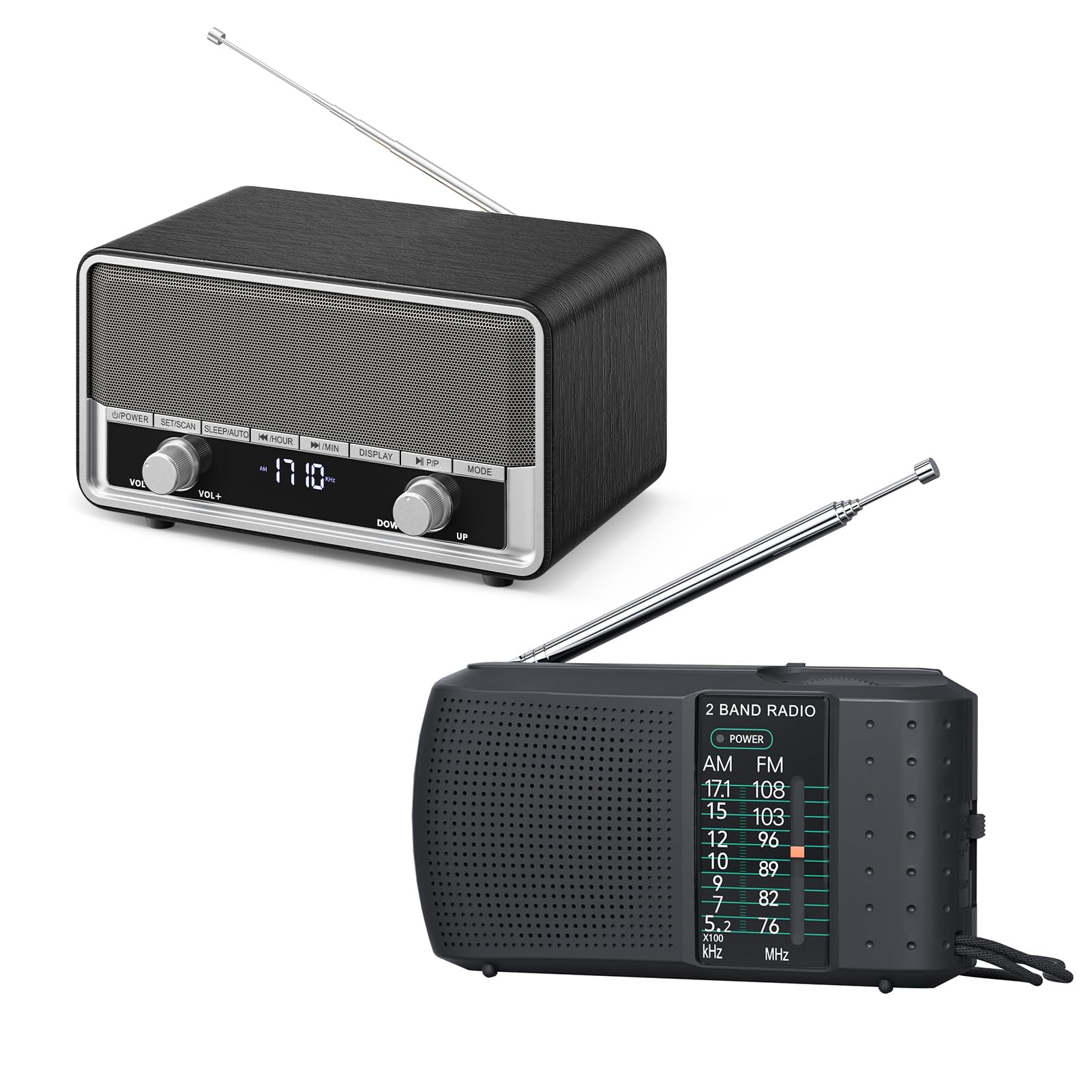 Audiocrazy Retro Digital Clock AM FM Radio+ Portable Pocket Radio