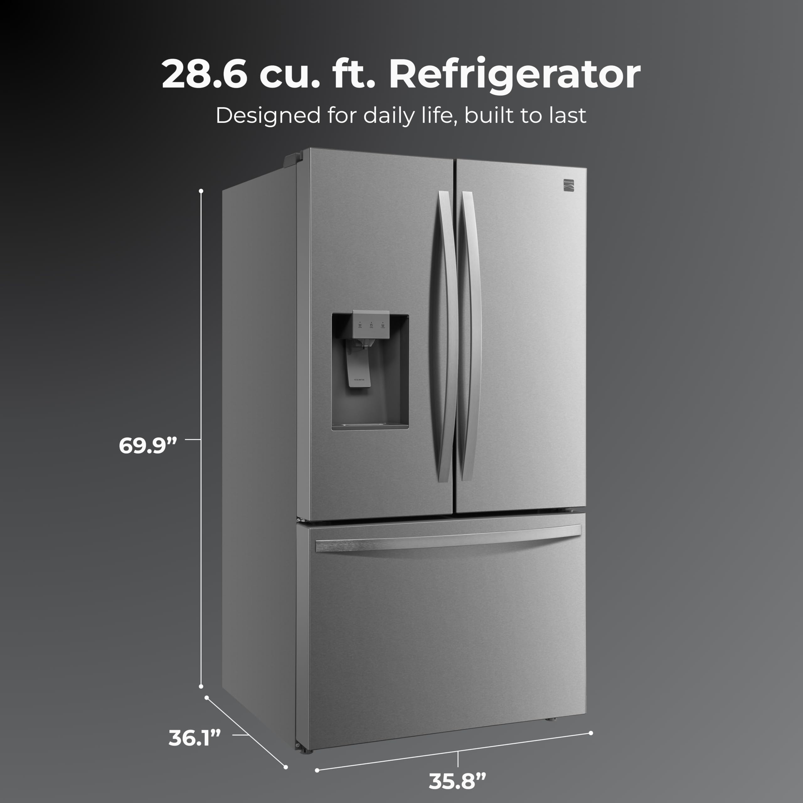 Kenmore 36" French Door Refrigerator with Freezer - Accela Chill, Adjustable Shelving, Dual Evaporator, ENERGY STAR Certified, 28.6 cu. ft. Capacity - Fingerprint Resistant Stainless Steel on Fridge.com