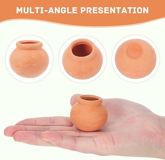 Toddmomy Mini Clay Pots 6Pcs Mini Terracotta Clay Pots Pottery Planter Miniature Flower Containers for Succulent Plants, DIY Garden, Dollhouse and Home Decor