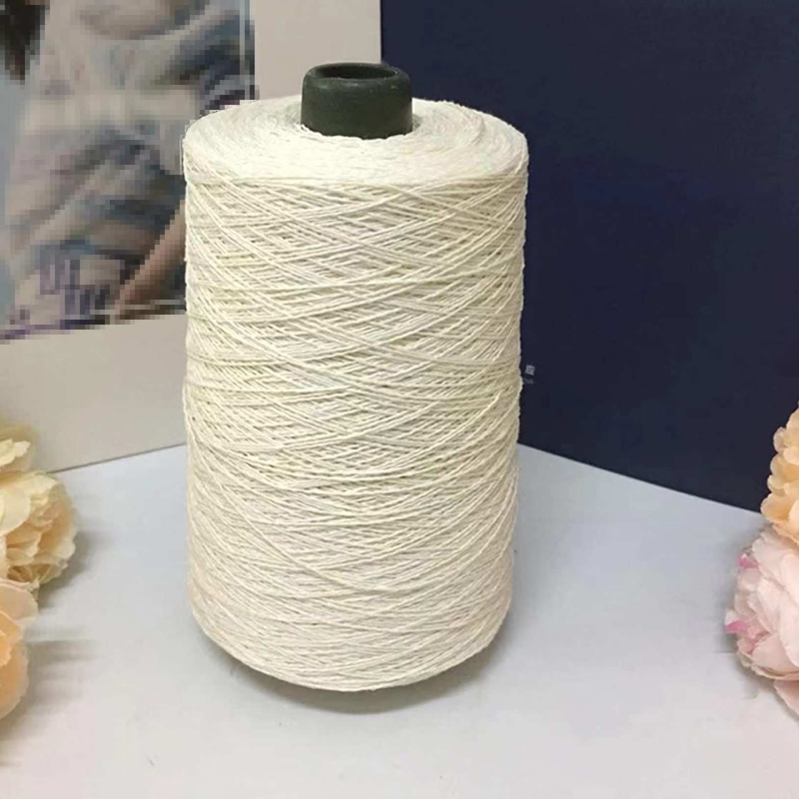 włóczka włóczka do robótek ręcznych 500g włóczka lniana i bawełniana do robienia na drutach, szydełkowania, tkania ręcznego, szala, sweter, przędza na lato, chłodna(New green)