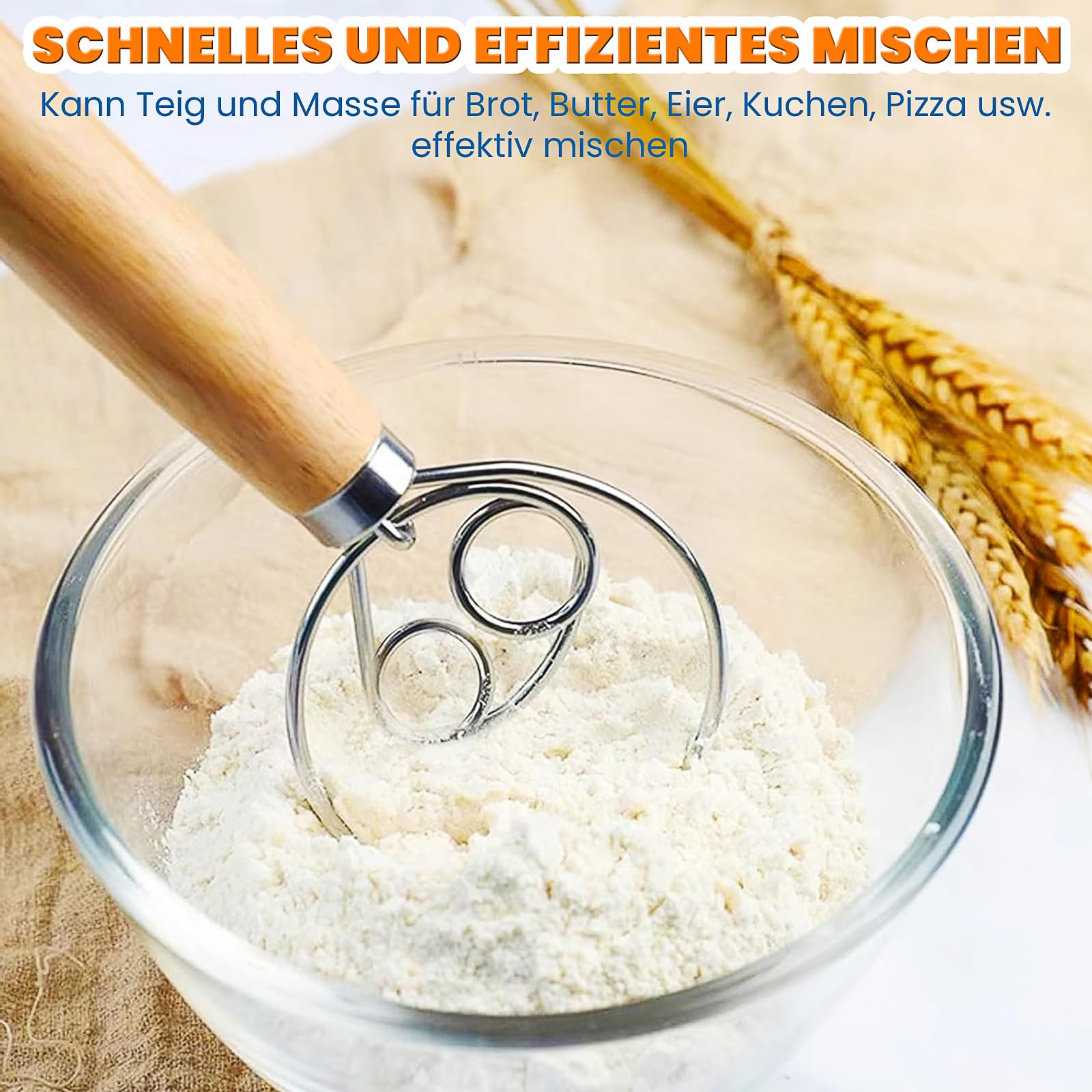 Qaestuan Taglierino per Pane, con 4 Pezzi Lame e Cuoio Protettivo, Frusta per Pasta Danese in Acciaio Inossidabile, Tagliapasta Multiuso, Frusta per Impasto, Lama Pane, per Impasti, Pasta, Pane
