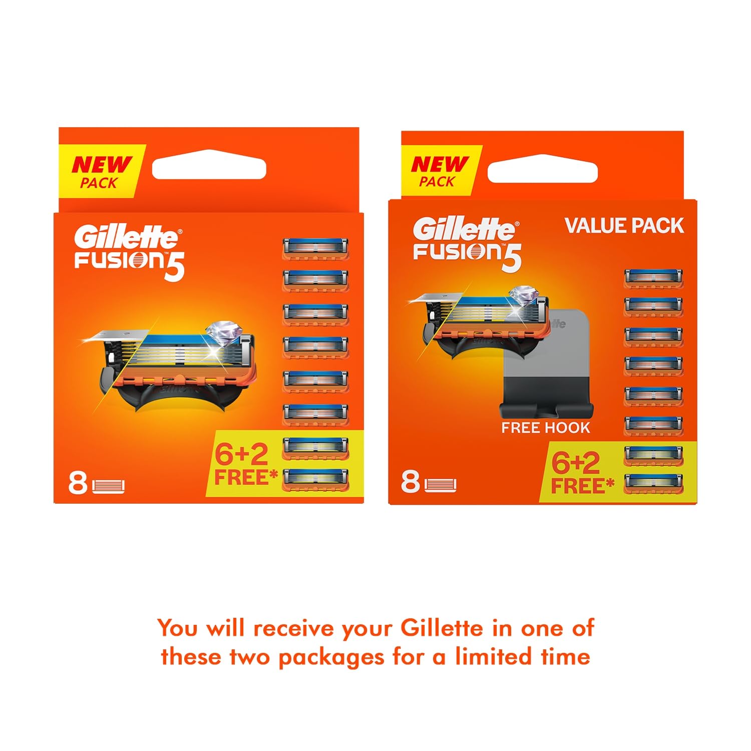 Gillette Fusion Manual Blades for men with styling back blade - 8 count for Perfect Shave and Perfect Beard Shape