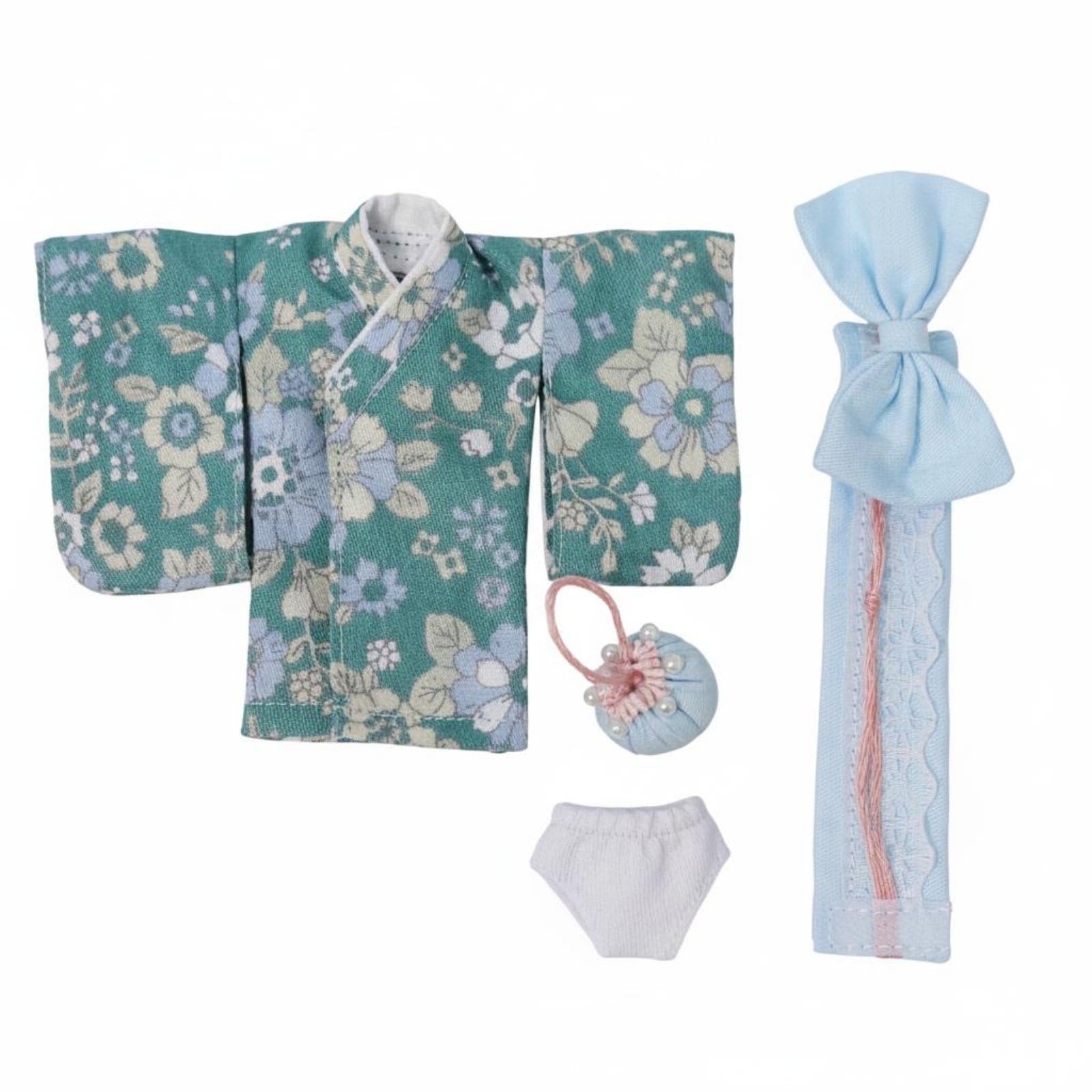 predolo OB11 Doll Clothes, Traditional Pattern Kimono Set for 1/12 BJD, Cute Aesthetic Japanese Outfit for Doll Photography, Collection, Dress Up, Gift for Girl, Green+Accessory SET
