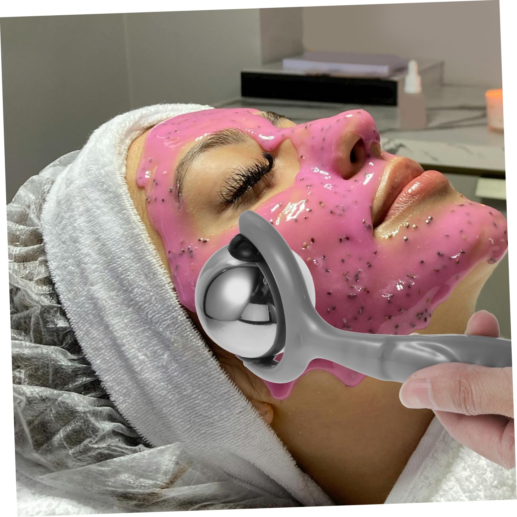 BESTYASH 4 Pezzi massaggiatore viso a massaggio viso con per gli occhi strumento per raschiare guasha facciale massaggiatore facciale Solo Grey
