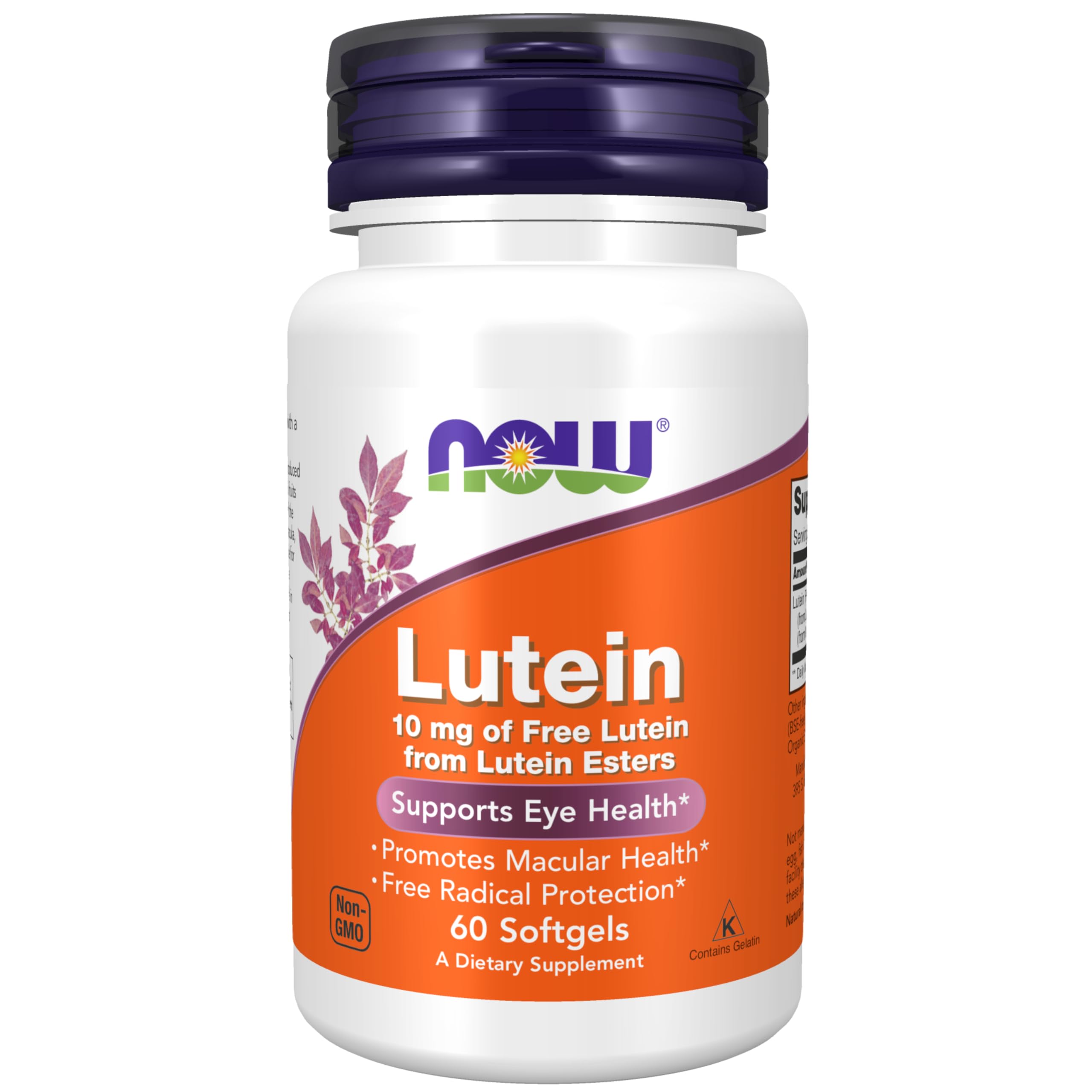 NOW Supplements, Lutein with 10 mg of Free Lutein, 60 Softgels 60 Count (Pack of 1)