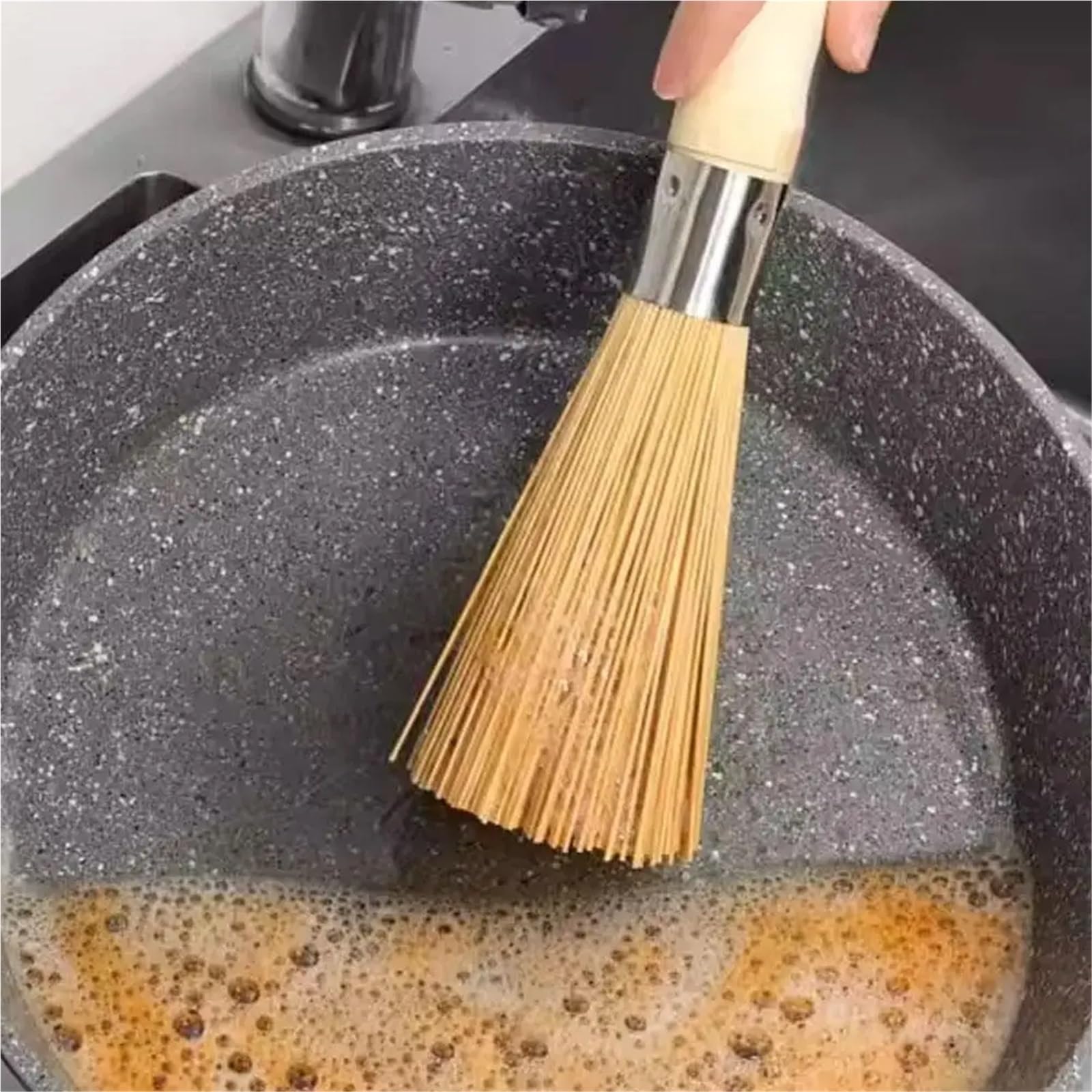 Cepillos para Fregar los Platos, Cepillo for ollas, Mango Largo, Limpieza de Wok, fregador de Platos, Limpiador de cacerolas, 30cm, 25cm de Madera | Style 05