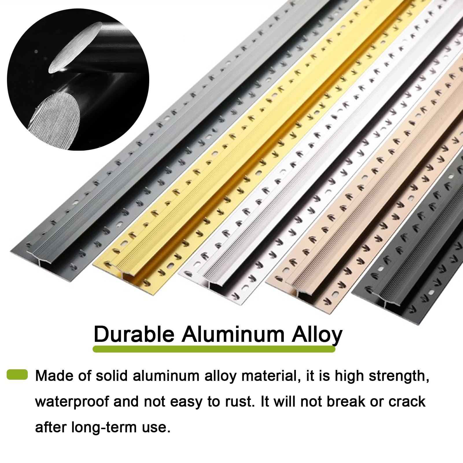 1 tira de aluminio antideslizante para suelo de alfombra a azulejo, longitud ajustable para uso en casa, oficina y hotel (negro, 0,9 m)