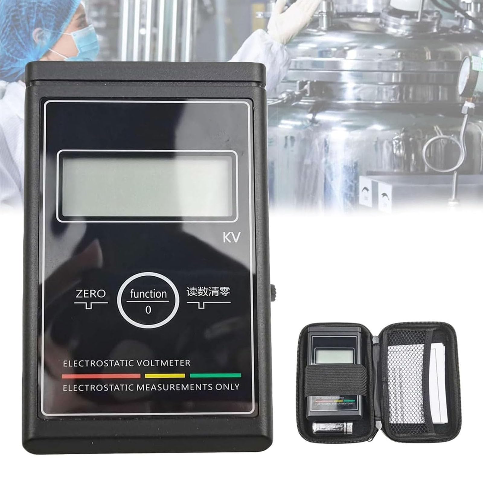 Handliches Antistatikmessgerät, 0–50 Kv Elektrostatischer Tester Mit LCD-anzeige, Reset-Funktion Und Präziser Messung, Tragbares Hochpräzises Oberflächenspannungsmessgerät Für Textilien, Papier,