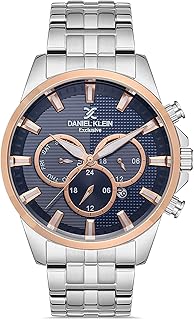 دانيال كلاين ساعة بسوار من الستانلس ستيل بلون ازرق داكن للرجال DK.1.13107-5، ازرق داكن، تناظري