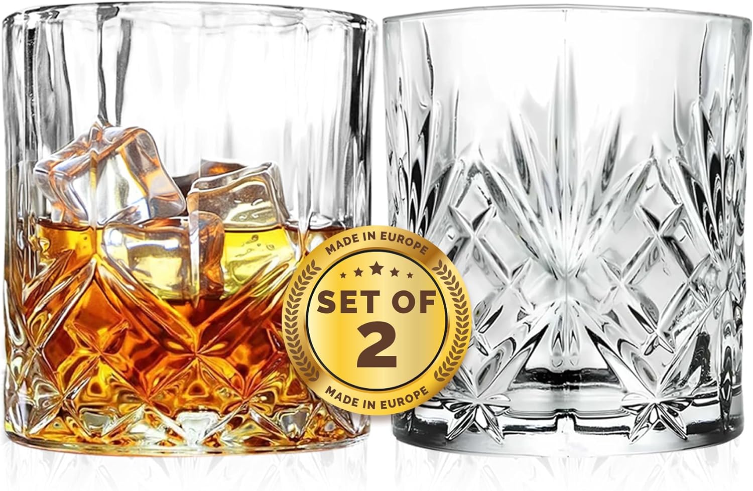 Barski Whiskey Glasses - Double Old Fashioned Rocks Glass - Set of 2 Lowball Tumbler - DOF Crystal Glass Tumblers - For Scotch - Bourbon - Water - Beverage - Drinking Glasses - 10.5 oz, Made in Europe - Image 2