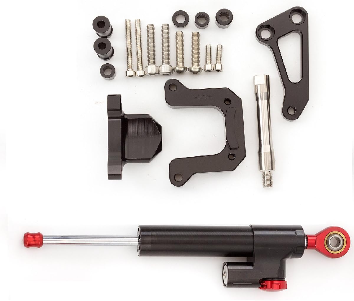 FXCNC Motorcycle CNC Steering Damper Stabilizer Buffer Control Bar With Mounting Bracket Kit Full Set Compatible with M-SLAZ 150 MT-15 MT15 All Year