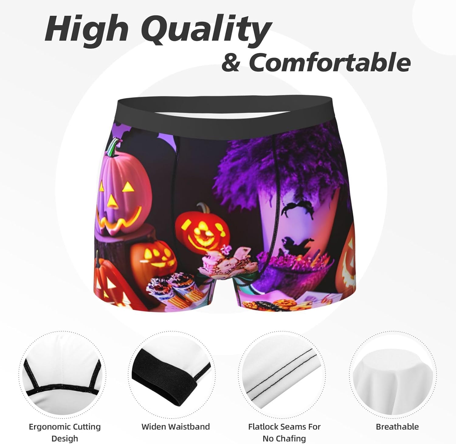 Funny Novelty Boxer Briefs Underwear for Men-Unique Humorous Design Boxer Shorts halloween carnival party Print