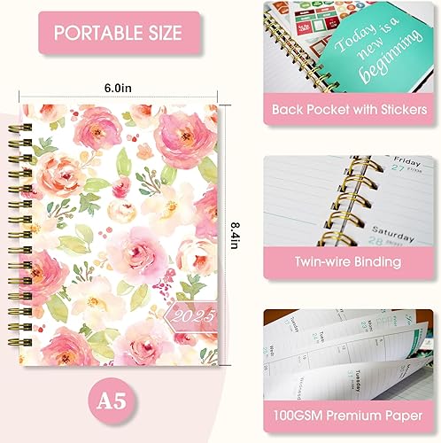 Miniatura 33 de Ymumuda Agenda 2026, agenda diaria semanal y mensual, enero de 2026 a diciembre de 2026, 8.4 x 6.3 pulgadas, calendario 2026 con pestañas, cuaderno