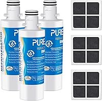 PUREPLUS 3-Pack LG LT1000P Refrigerator Water & Air Filter Replacement RWF4700AC, Compatible Kenmore 9980 - NSF 42/372 Certified