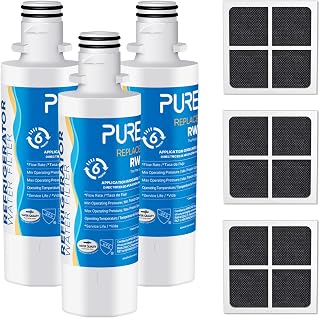 PUREPLUS 3-Pack LG LT1000P Refrigerator Water & Air Filter Replacement RWF4700AC, Compatible Kenmore 9980 - NSF 42/372 Certified