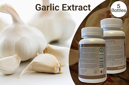 Miniatura 5 de Extracto de ajo 5000 mg 200 unidades de cápsulas blandas [5 botellas] por Total Natural, Suplemento de salud cardiovascular seguro y natural para