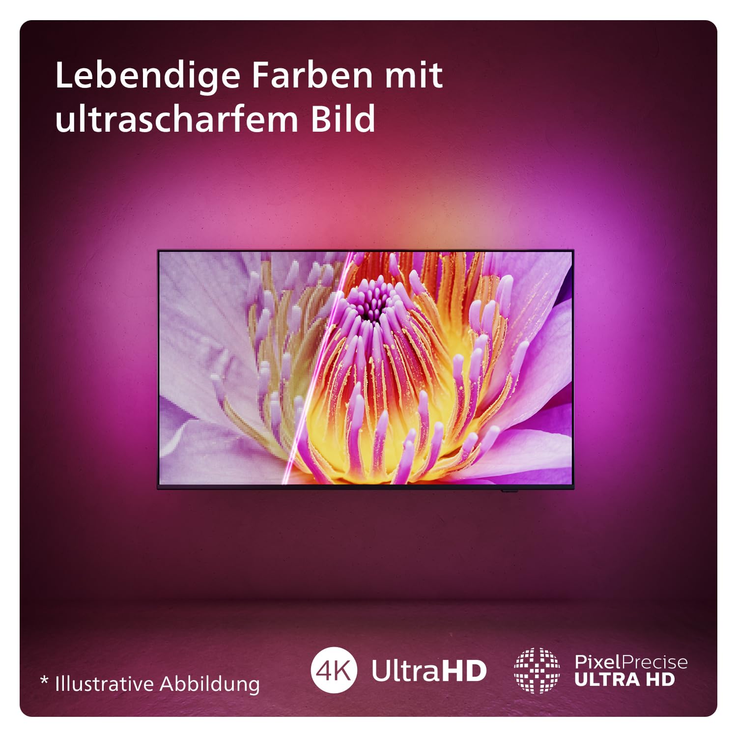 Philips Ambilight 43PUS8109 4K LED Smart TV - 43-Zoll Display mit Pixel-präziser Ultra HD, Titan OS Plattform und Dolby Atmos, Funktioniert mit Alexa und Google Sprachassistent - Satiniertes Chrom