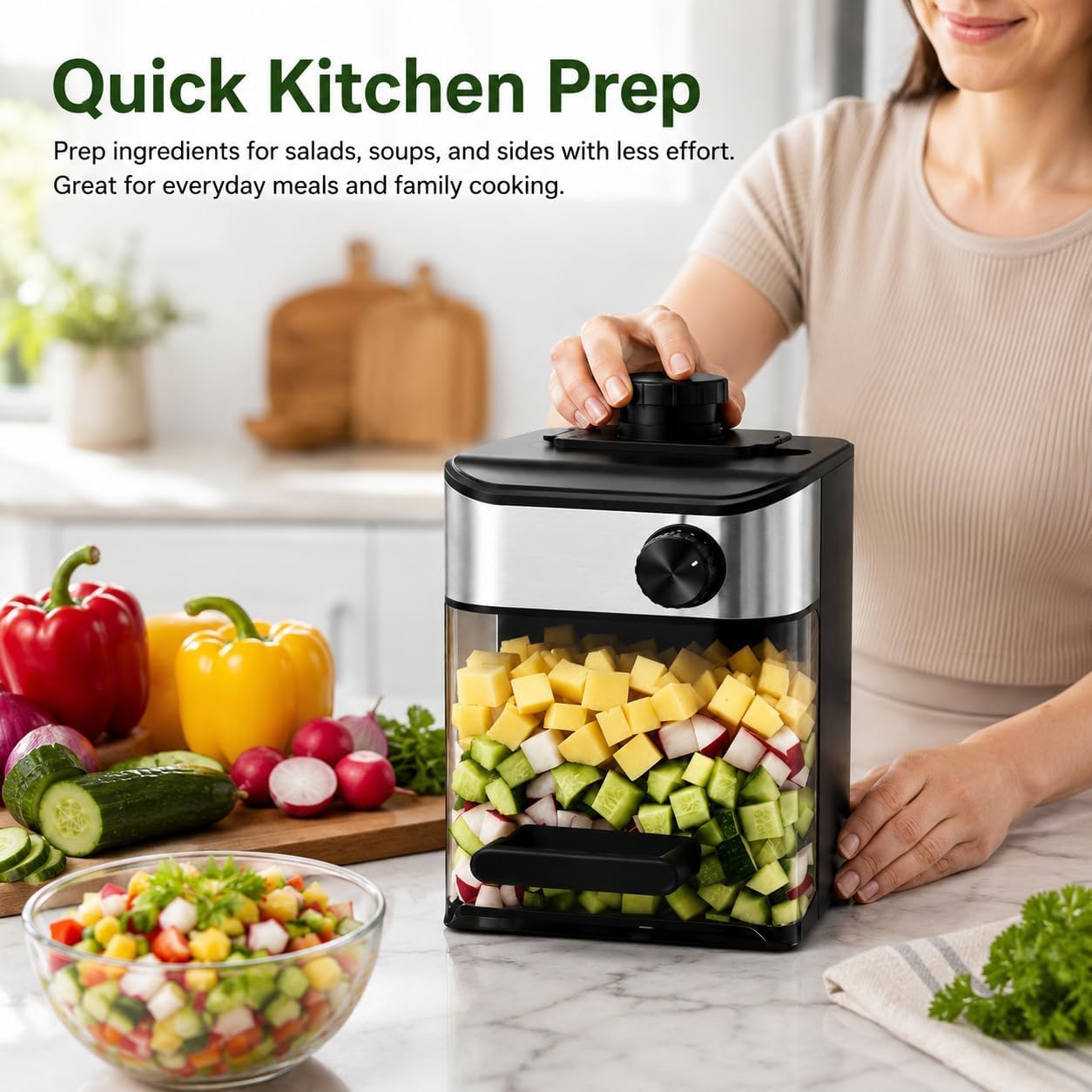 9-in-1 Elettrico Verdure Dicer, ciotola 1.83L, motore 800W