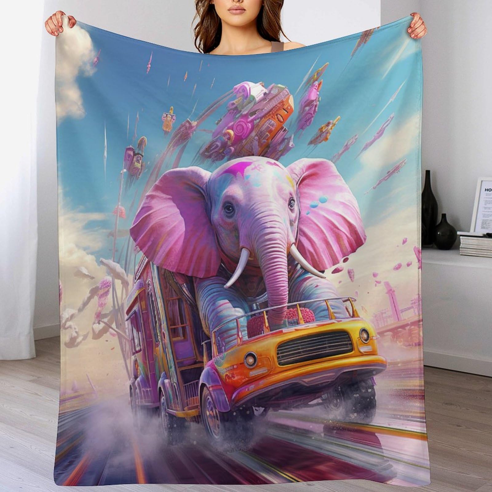 Couverture de canape chaude elephant plaid toutes saisons 130x150