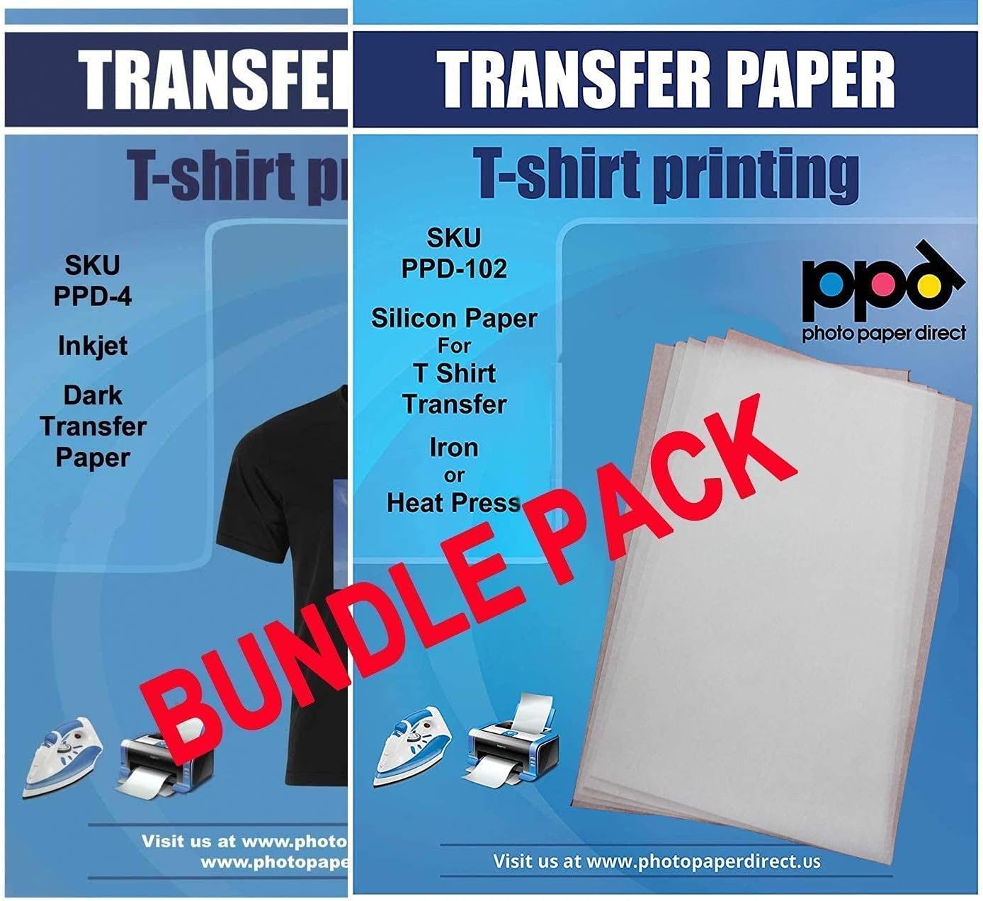 PPD Inkjet Bundle IronOn Dark T Shirt Transfers Paper LTR