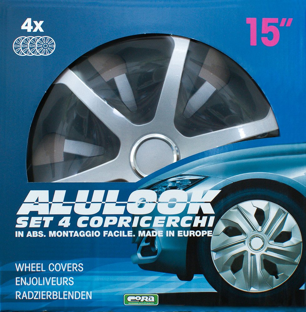 CORA 41945 Set 4 Copricerchi Universali Alulook Roco Mix Copricerchi, 15", Set di 4
